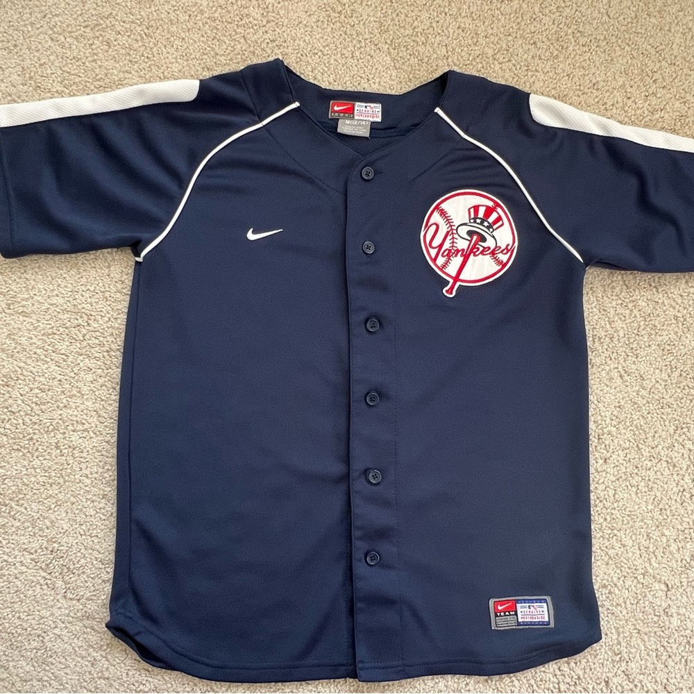 Vintage New York Yankees MLB Sewn Nike Baseball Jersey Youth Size Medium 12-14